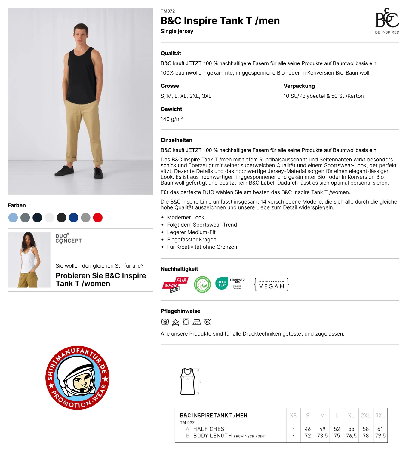B&C Mens Inspire Tank T