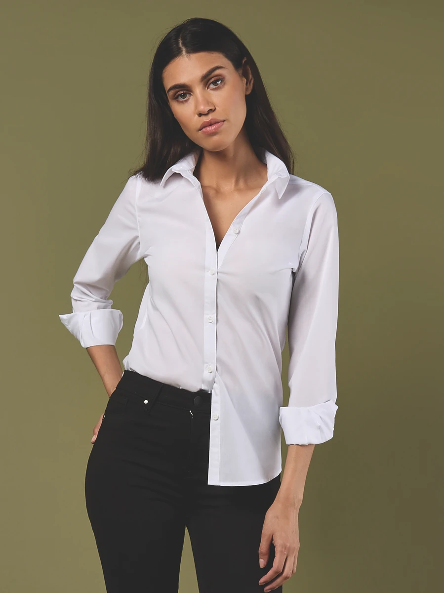Kustom Kit Womens Poplin Blouse Longsleeve