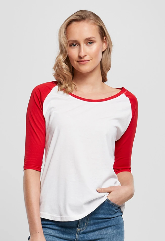 Build Your Brand Ladies 3/4 Contrast Raglan Tee