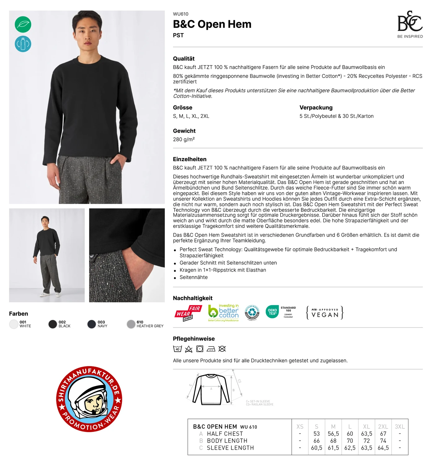B&C Open Hem Sweat