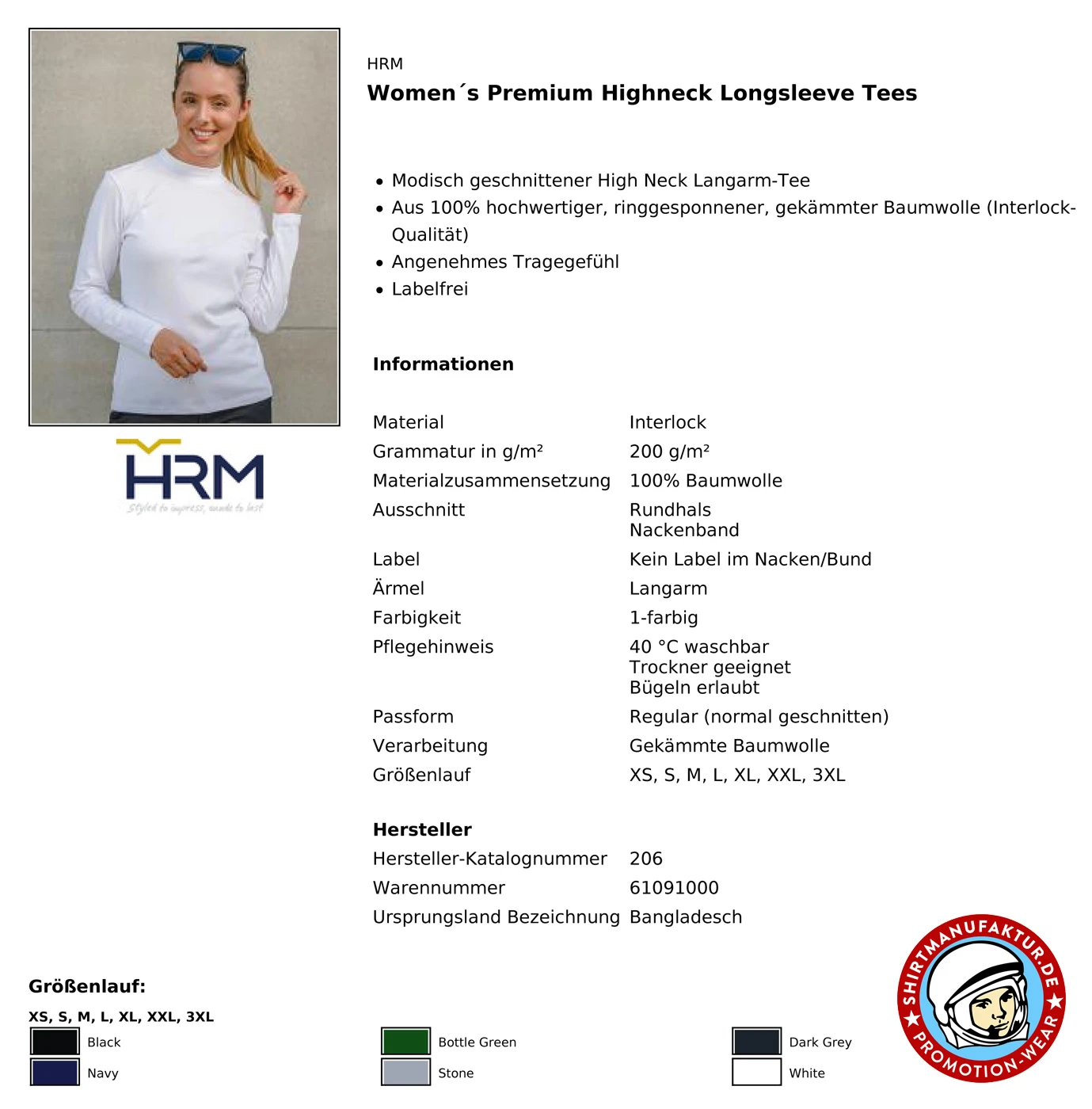 HRM Womens Premium Highneck Longsleeve