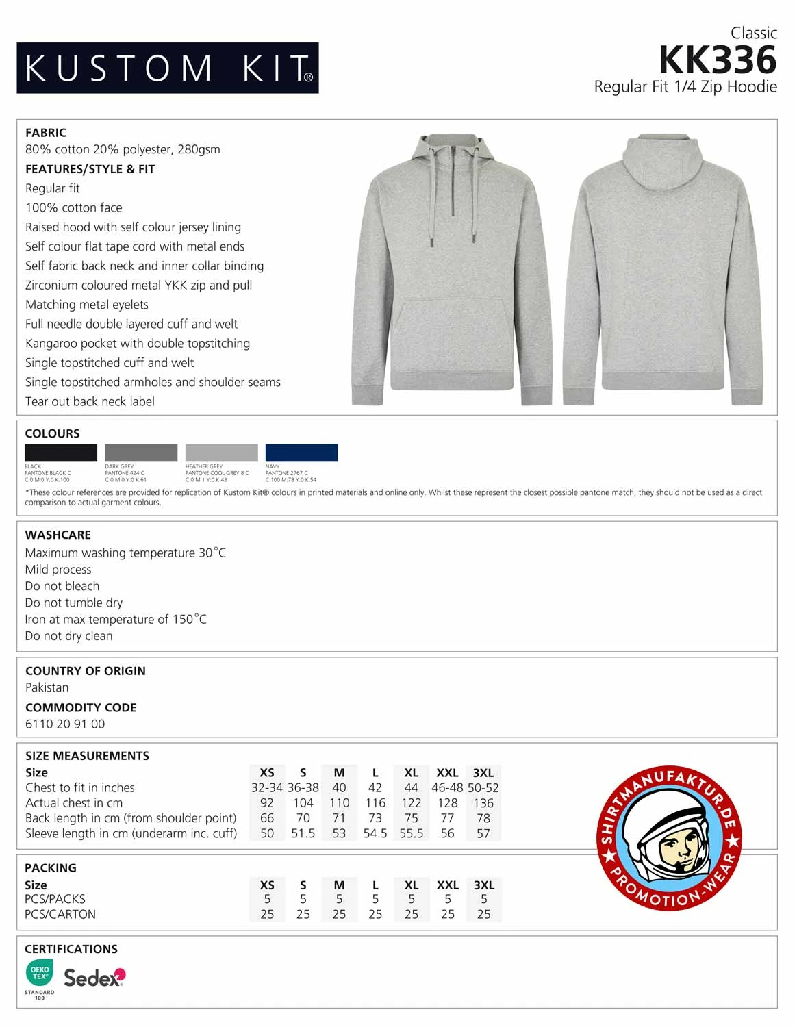 Kustom Kit Regular Fit 1/4 Zip Hoodie