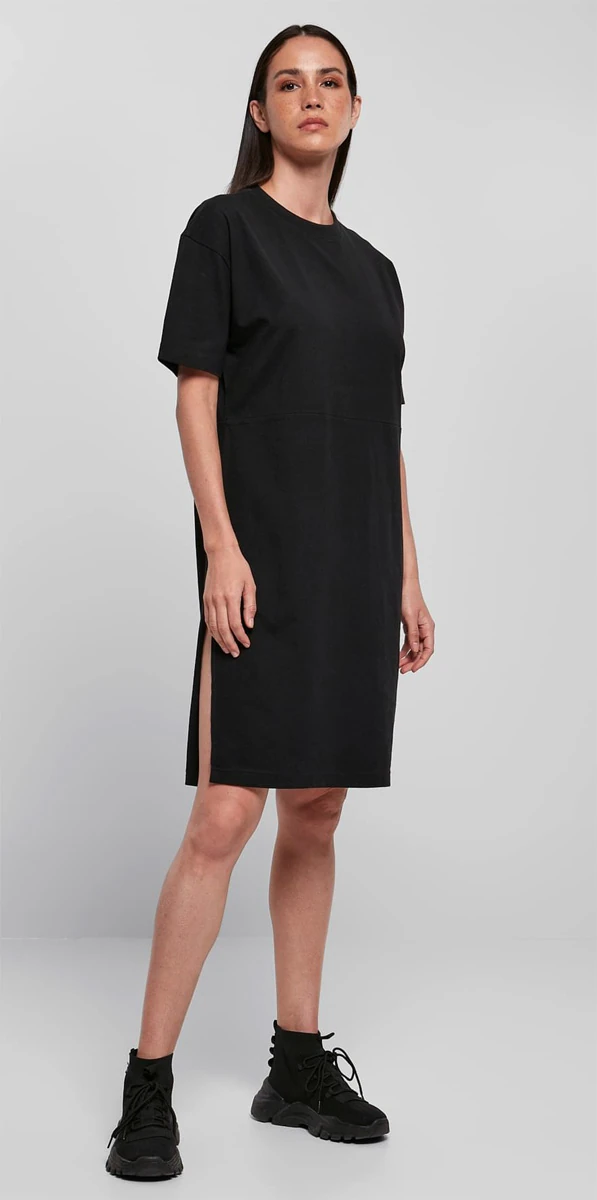 Build Your Brand Ladies Organic Oversized Slit Tee Dress