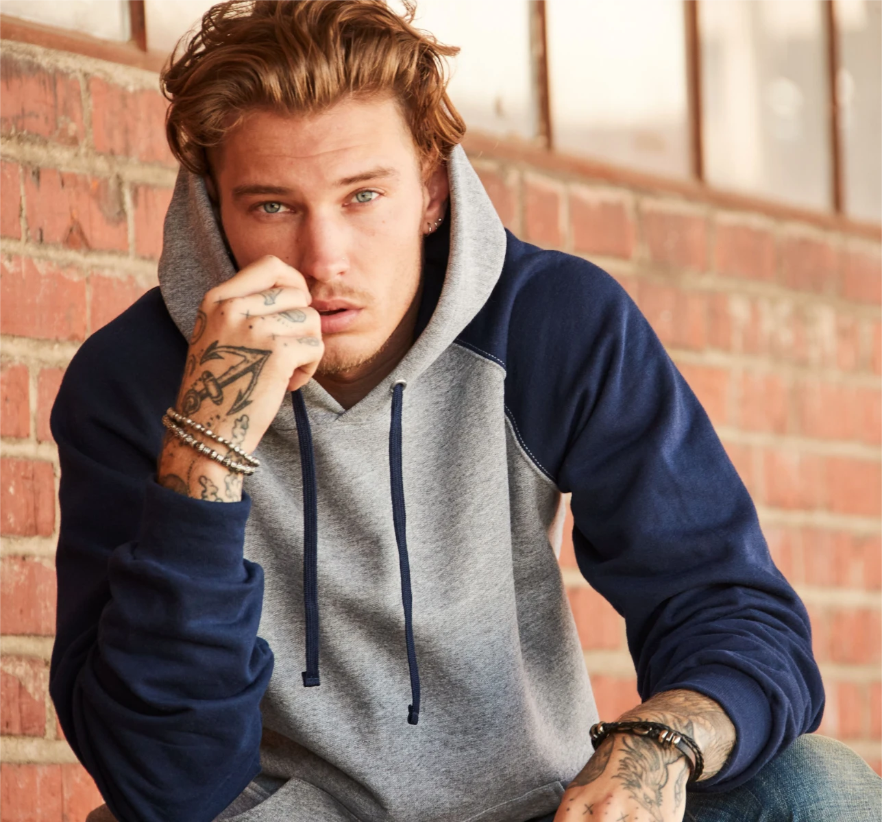 Jerzees Nublend Colour-Block Raglan Hooded Sweatshirt