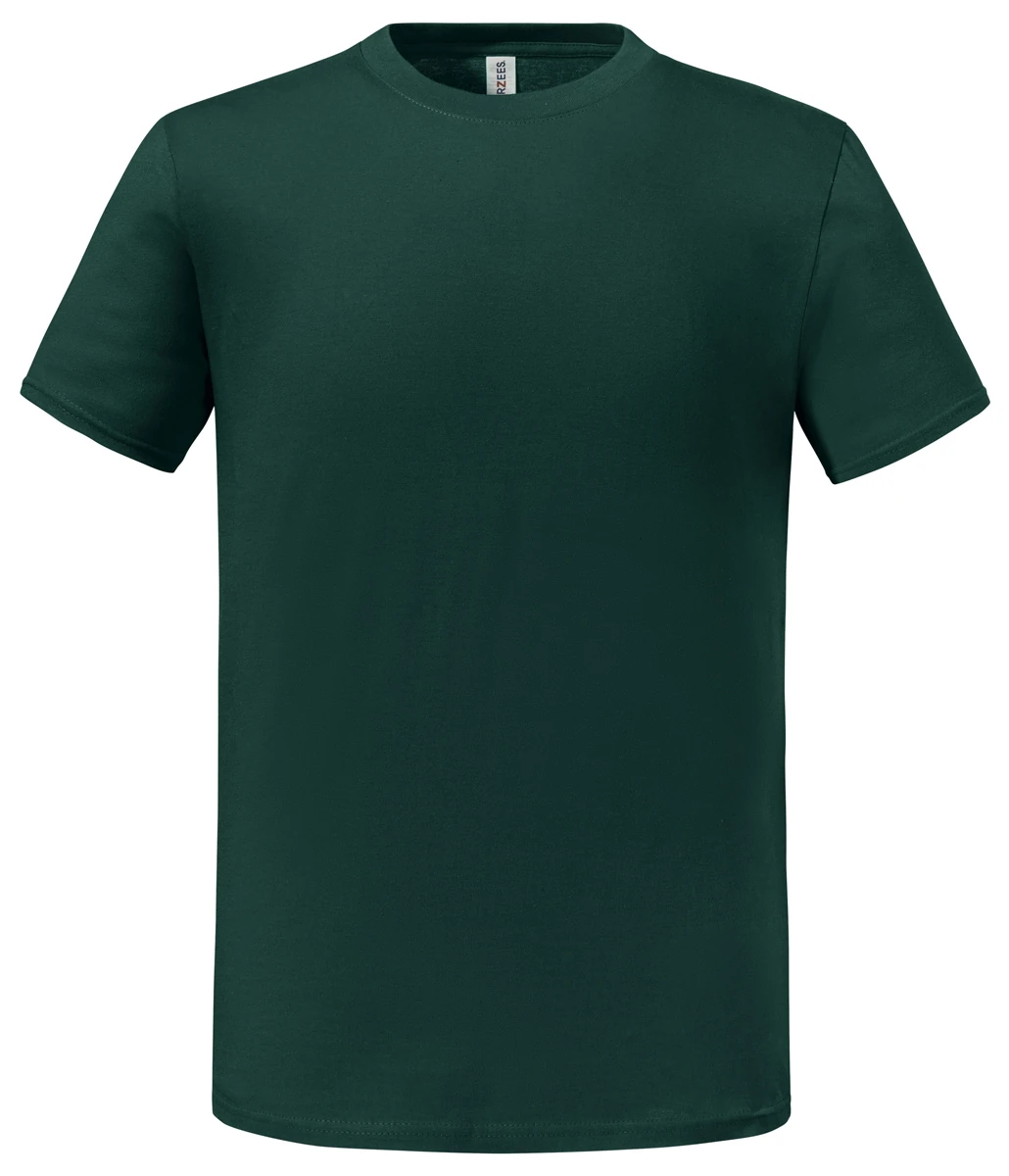 das bild zeigt ein dunkelgrünes t-shirt der marke Jerzees