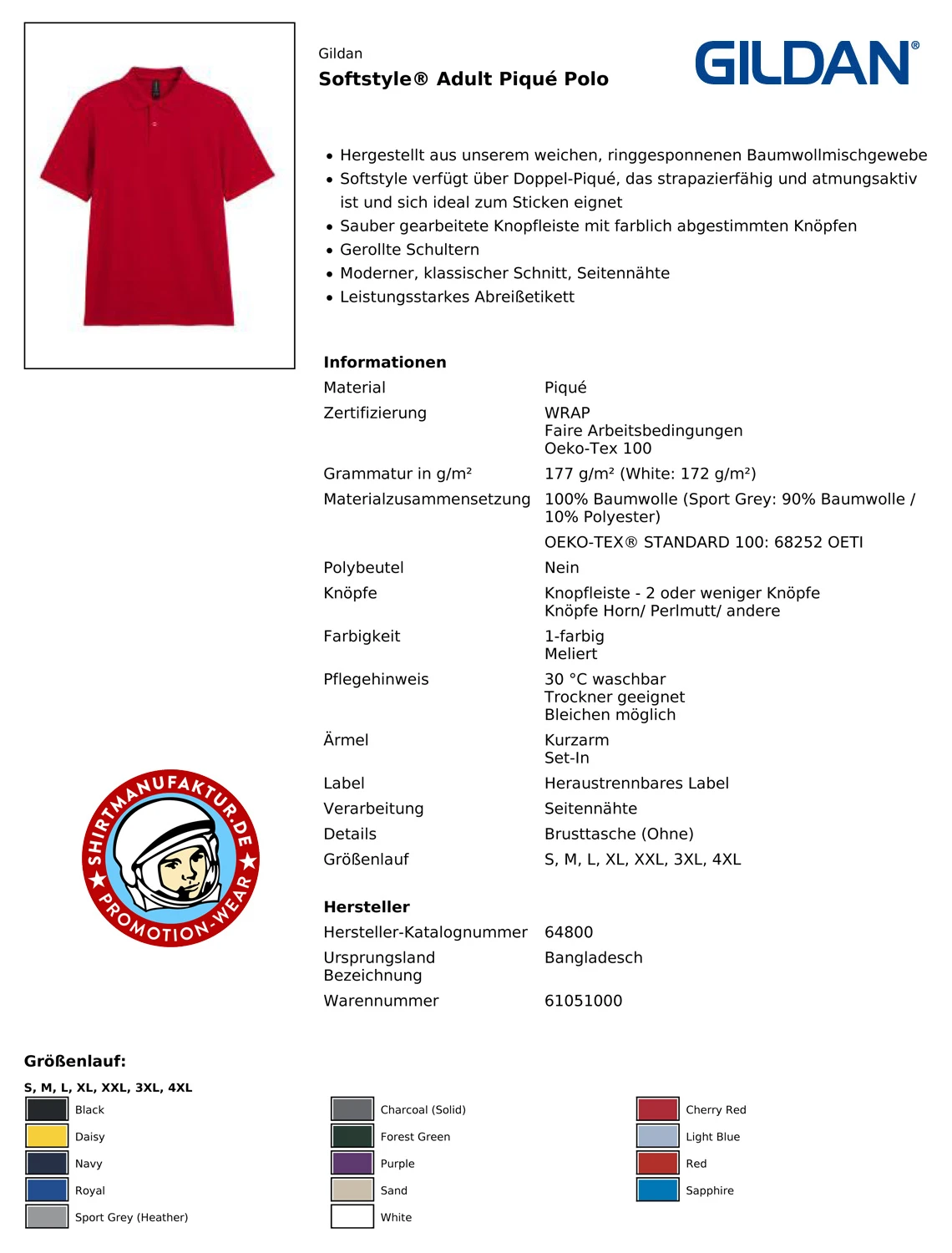 Gildan Softstyle Piqué Polo