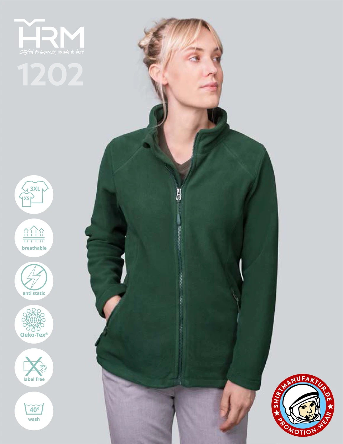 HRM Womens Full-Zip Fleece Jacket