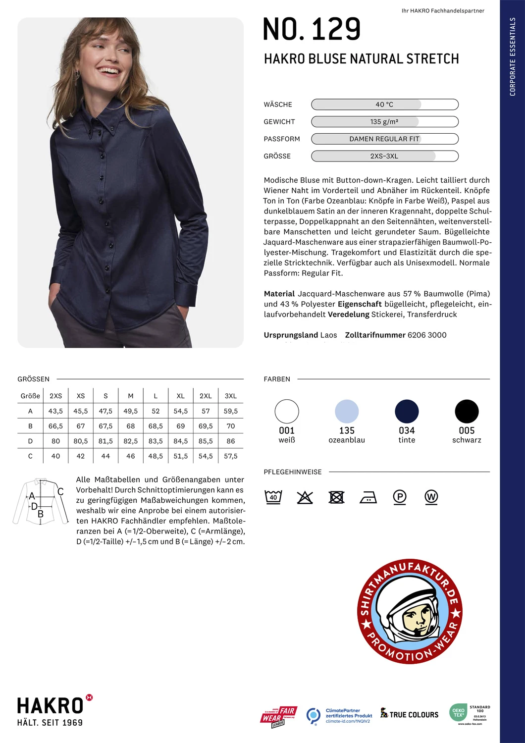 Hakro Ladies Blouse Natural Stretch 