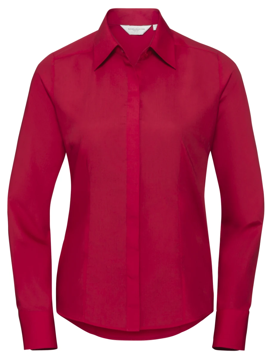 Russell Ladies Poly-Cotton Fitted Longsleeve Poplin Blouse