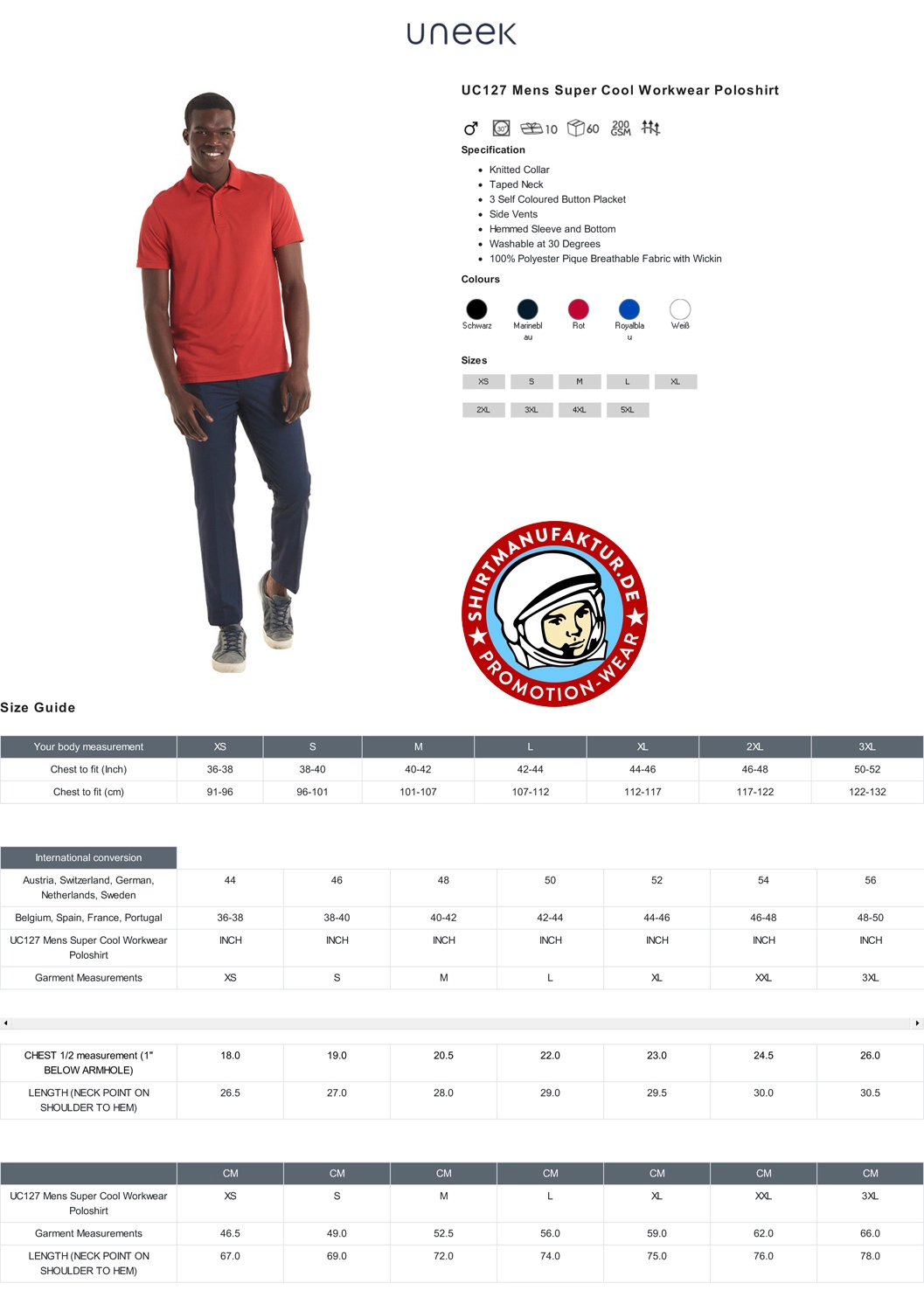 Uneek Mens Super Cool Workwear Polo