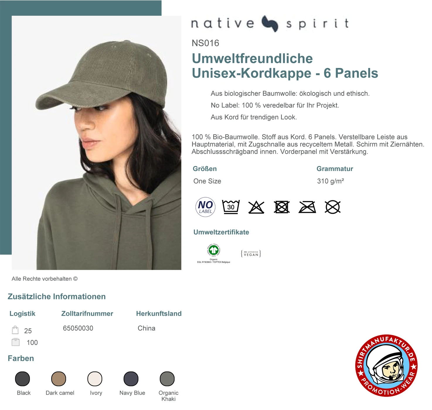 Native Spirit Organic 6-Panel Cord Cap