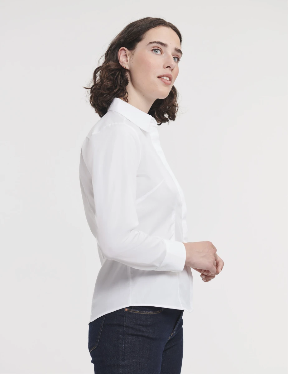 Russell Ladies Poly-Cotton Fitted Longsleeve Poplin Blouse