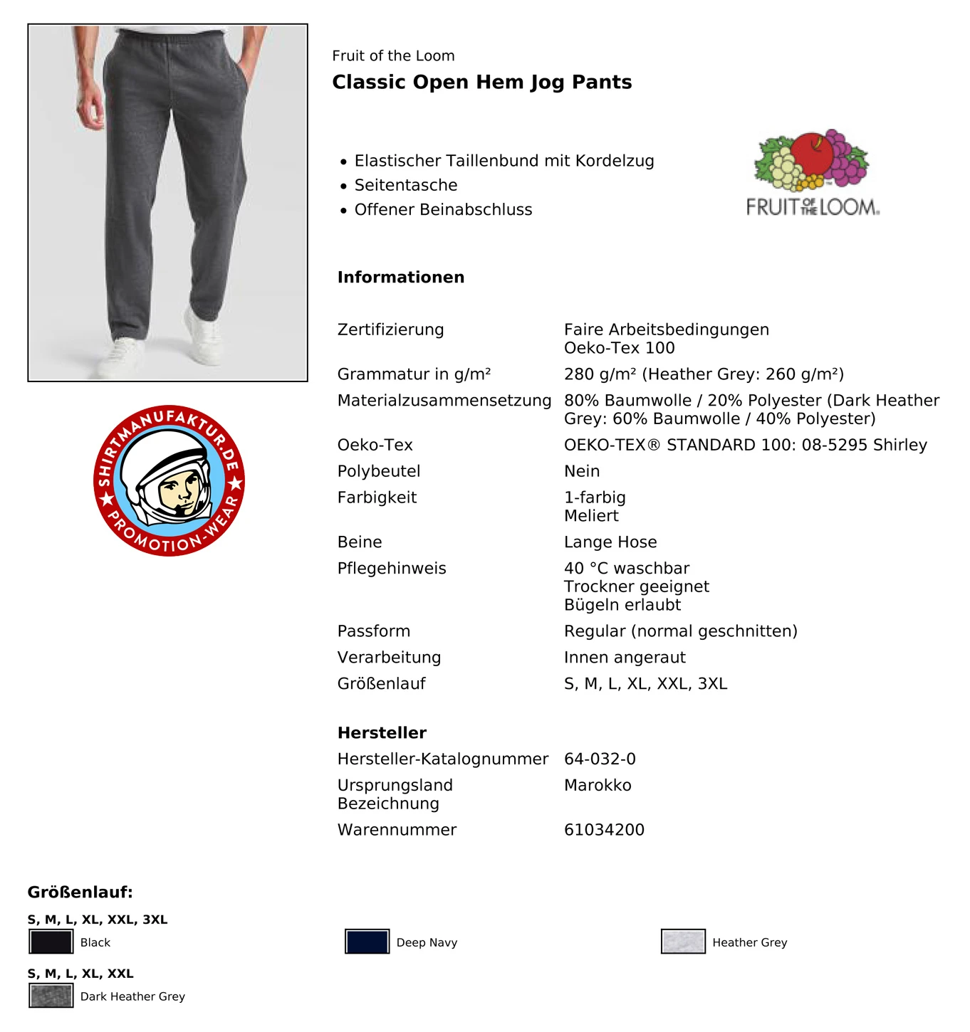 Fruit of the Loom Classic Open Hem Jog Pants