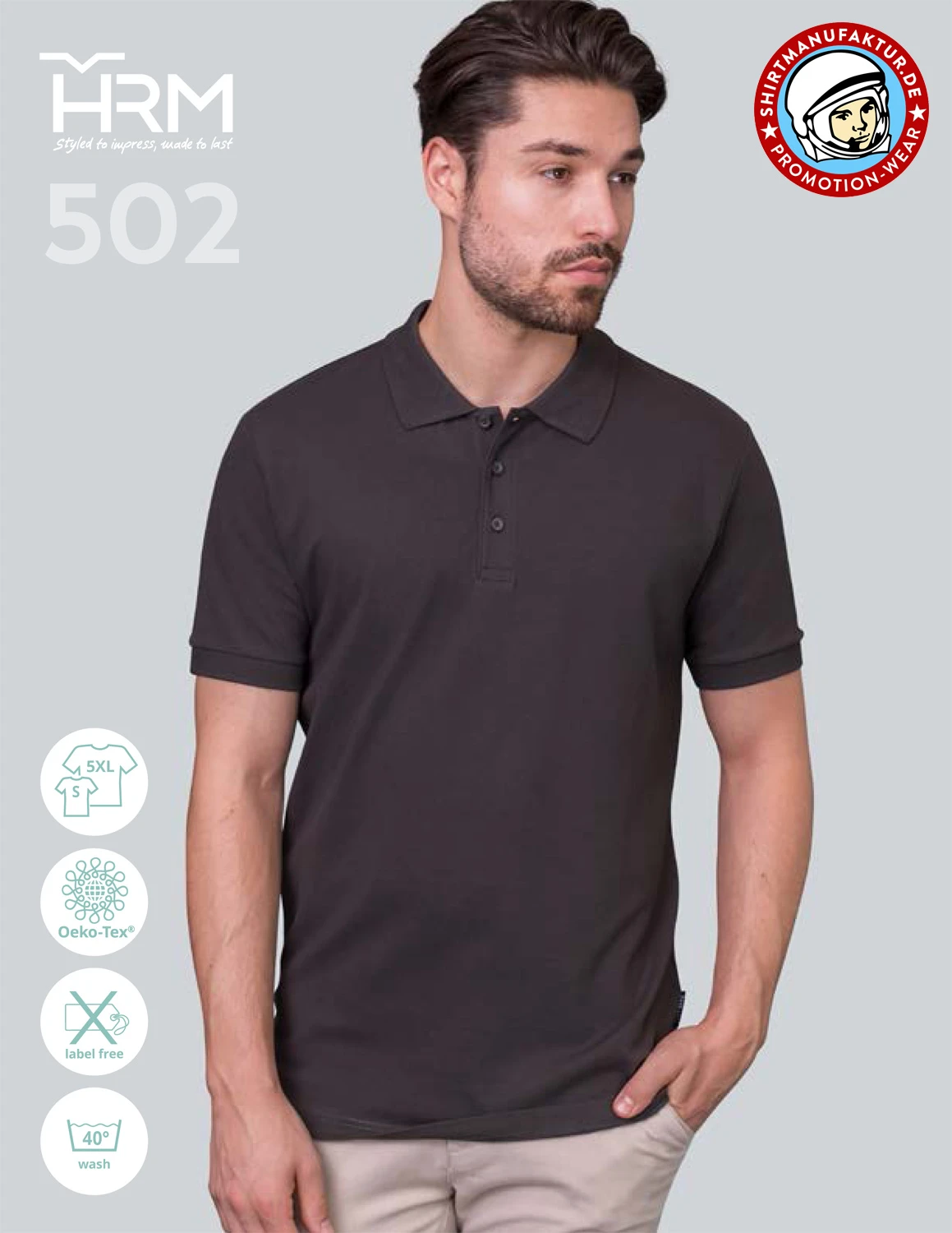 HRM Mens Luxury Stretch Polo