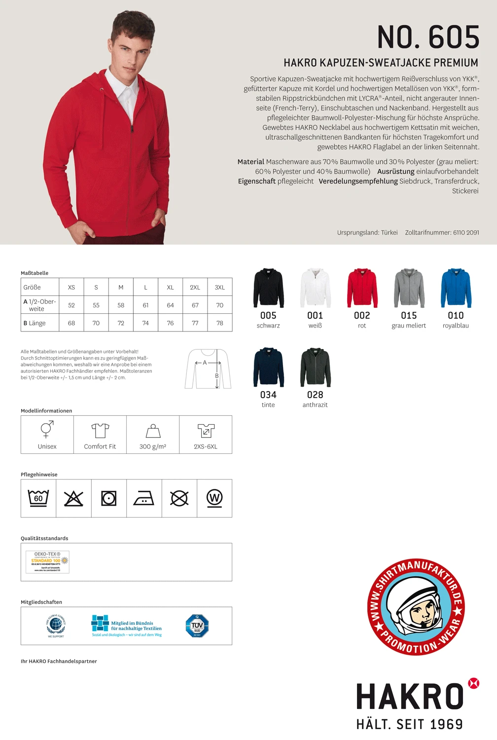 Hakro Hooded Sweat Jacket Premium Hakro Hooded Sweat Jacket Premium