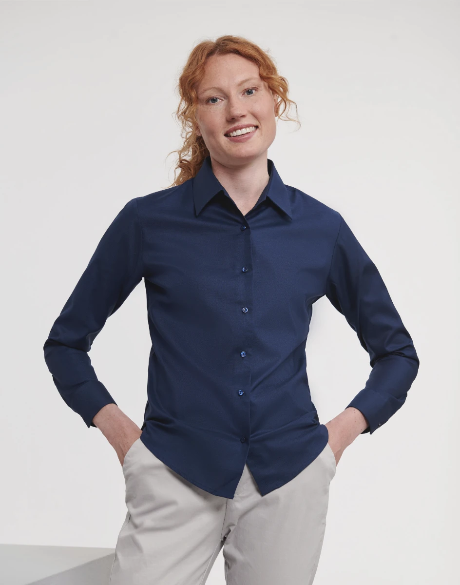 Russell Ladies Long Sleeve Tailored Oxford Blouse