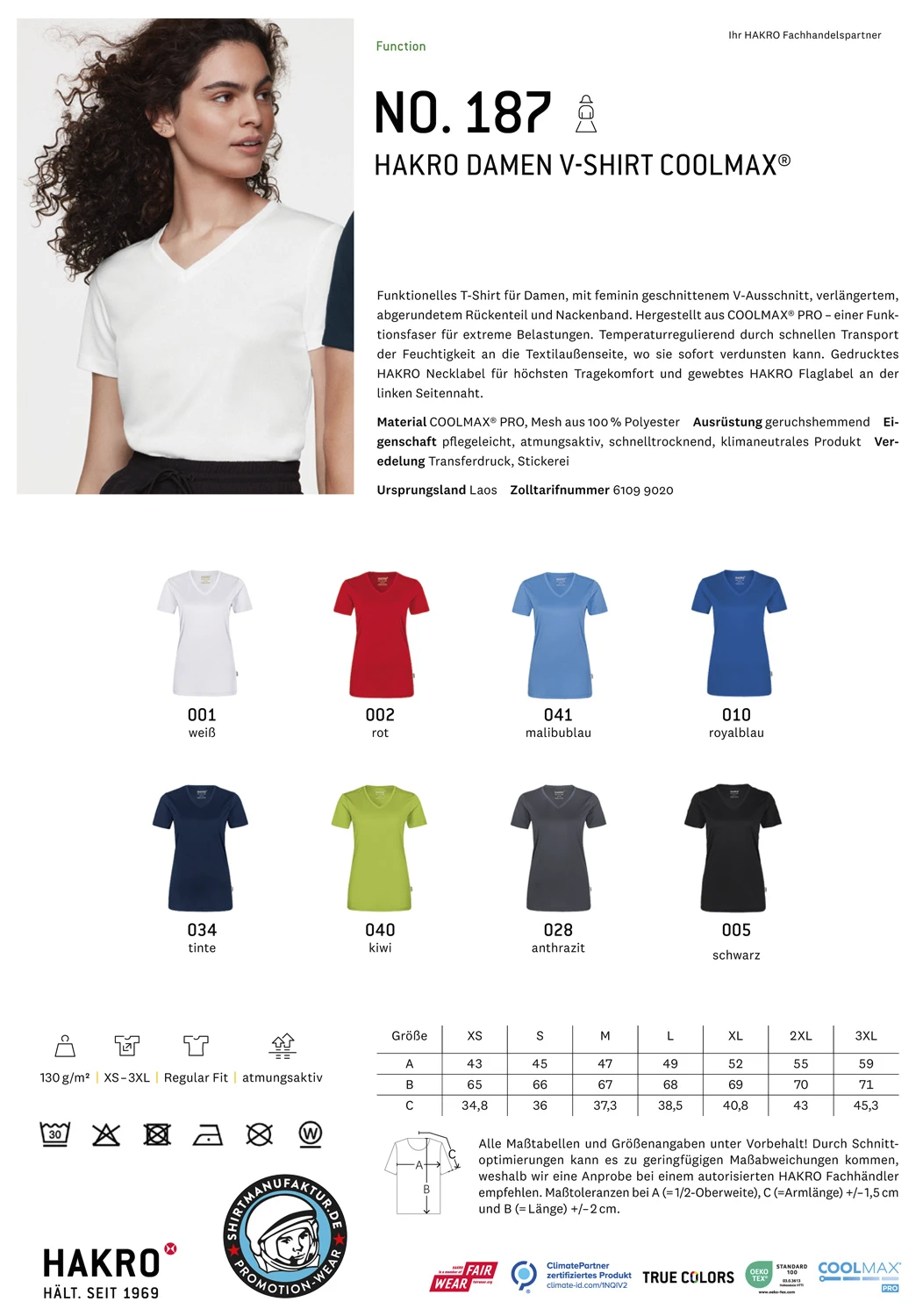 Hakro Ladies V-Shirt COOLMAX