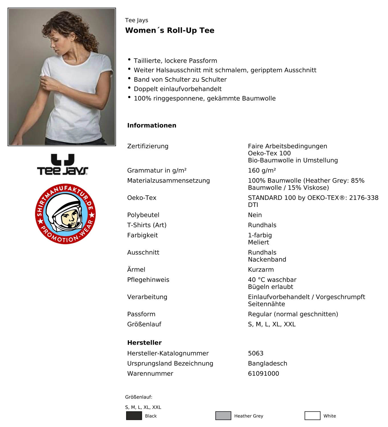 Tee Jays Womens Roll-Up Tee
