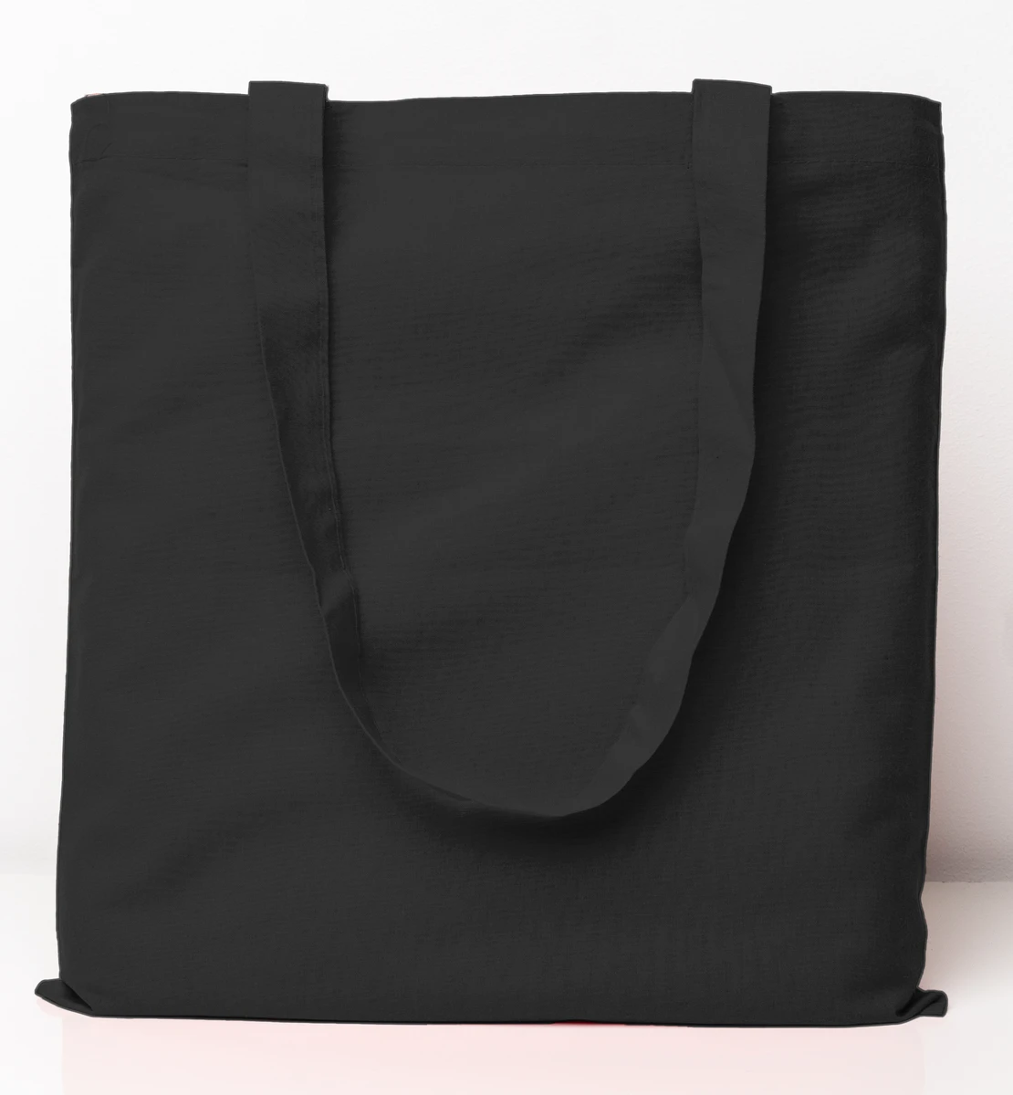 schwarze stofftasche mit langen henkeln, printwear XT003