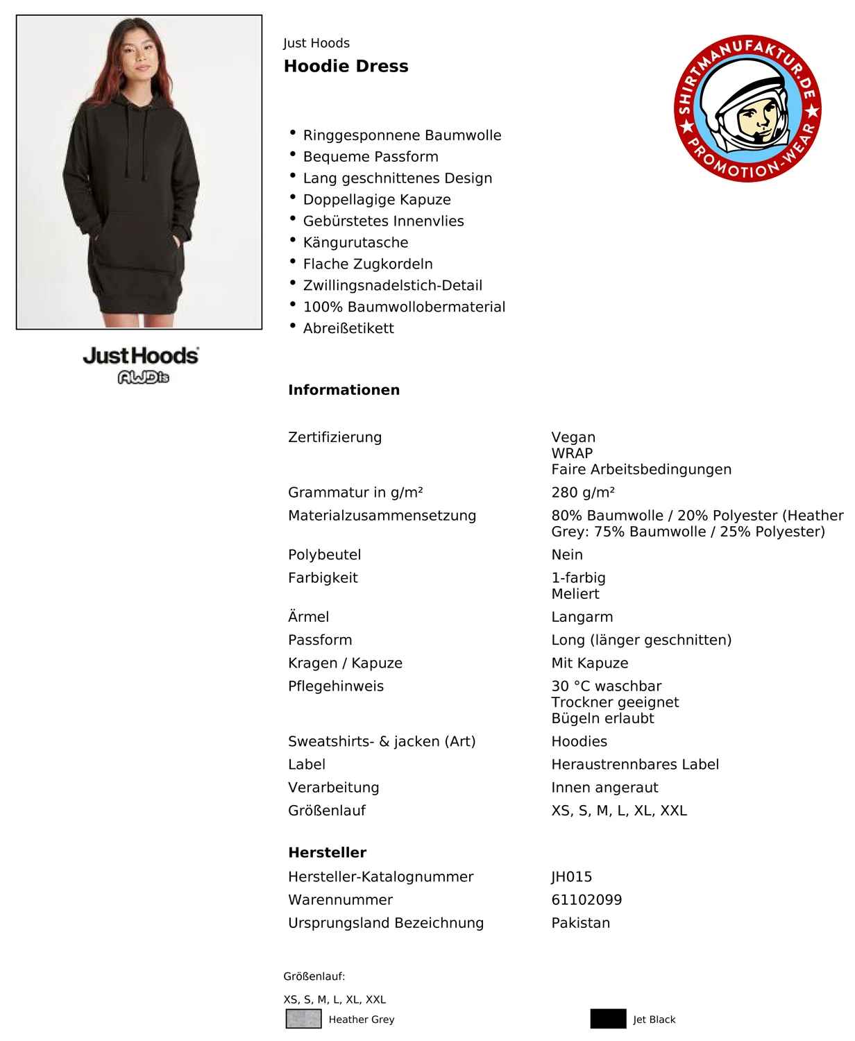 Just Hoods Hoodie Dress