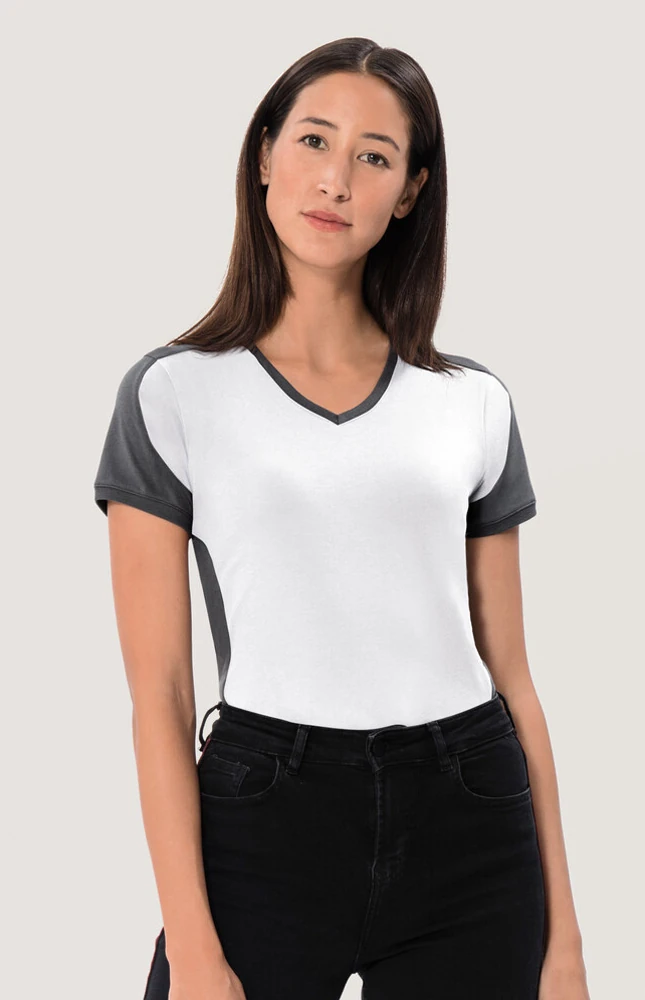 Hakro Ladies V-Shirt Contrast Mikralinar