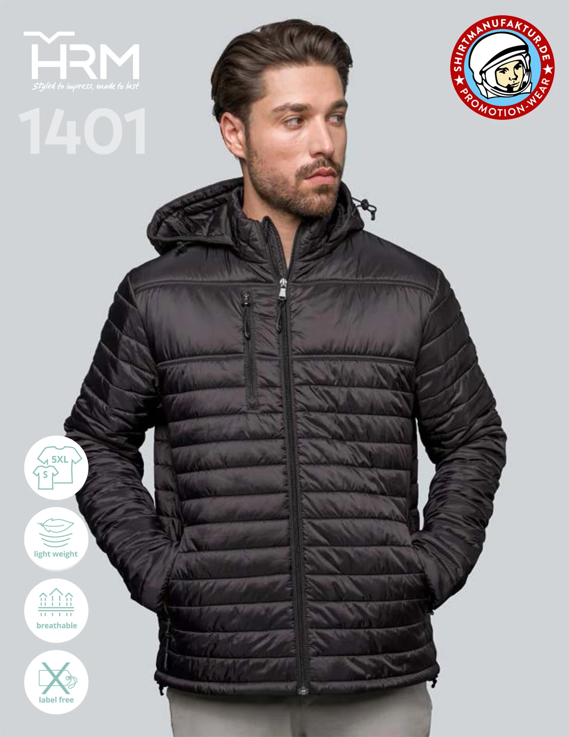 HRM Mens Premium Quilted Jacket