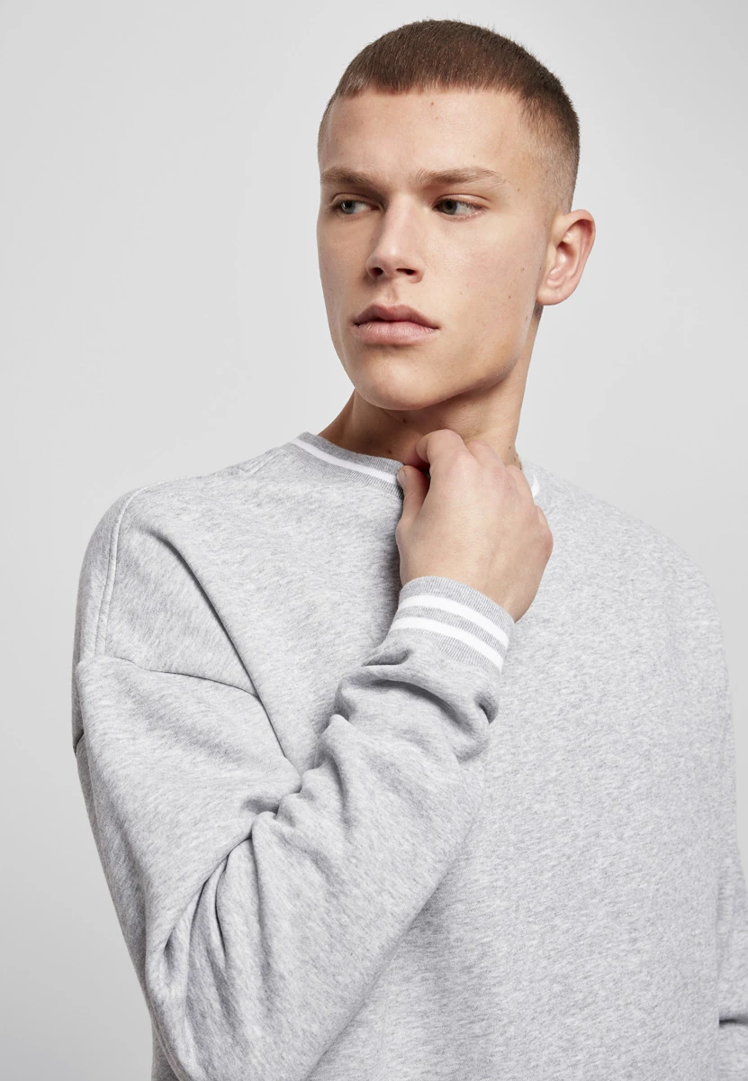 Build Your Brand, College Sweatshirt BY104, graumeliert/weiss