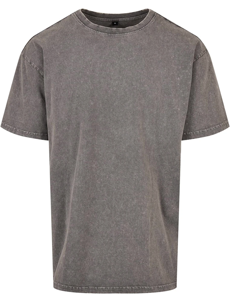 Build Your Brand, Acid Washed Oversized Tee BY189, asphalt