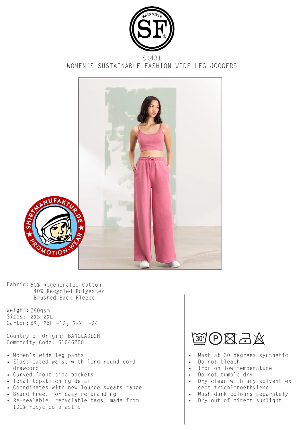 SkinniFit Womens Sustainable Fashion Wide Leg Joggers