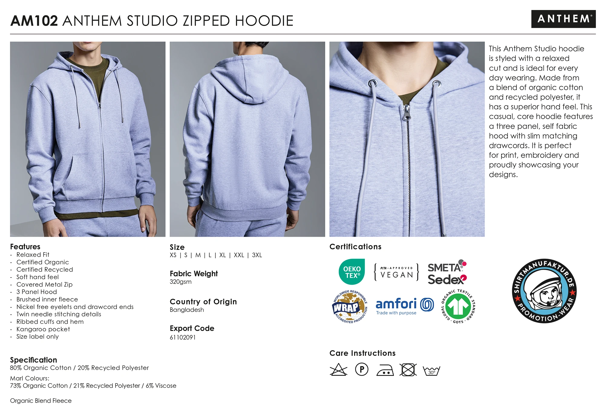 Anthem Studio Zipped Hoodie Anthem Studio Zipped Hoodie