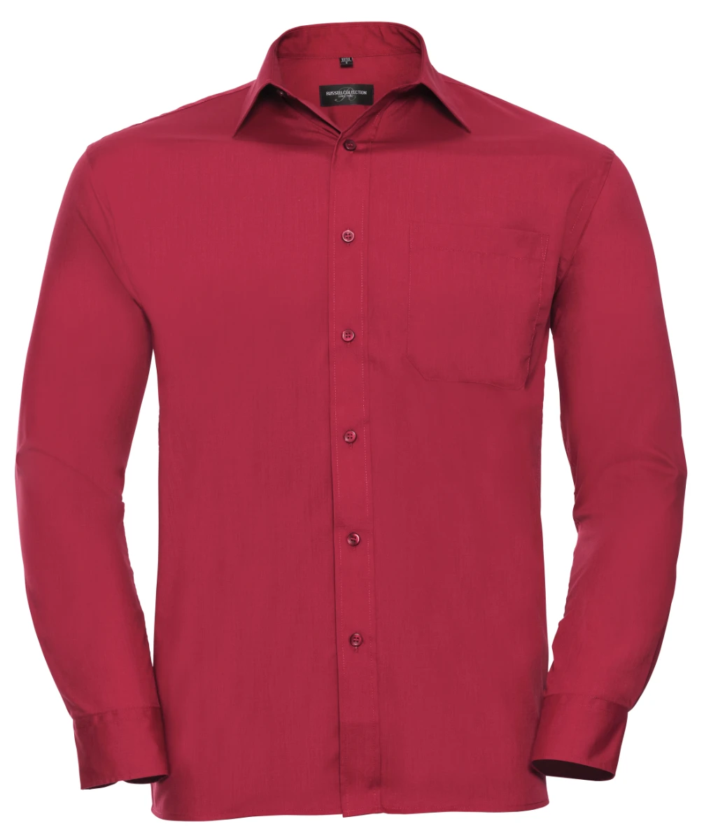 Russell Mens Poly-Cotton Longsleeve Poplin Shirt Russell Mens Poly-Cotton Longsleeve Poplin Shirt