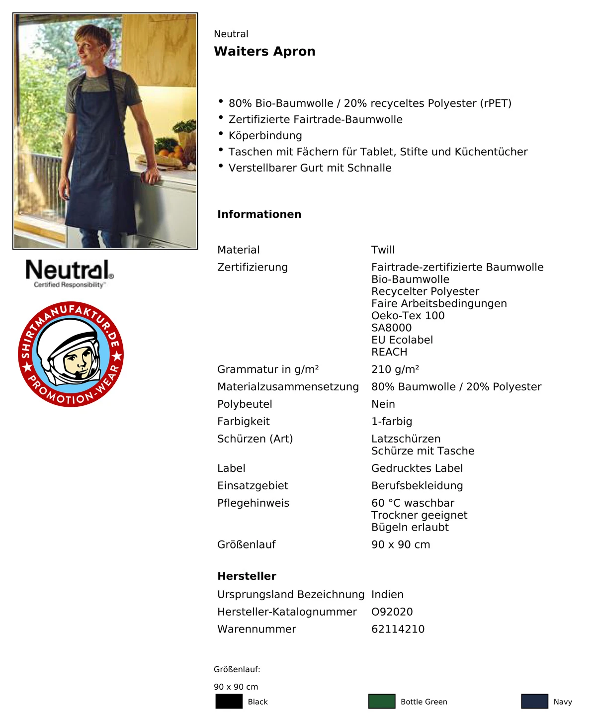 Neutral Waiters Apron