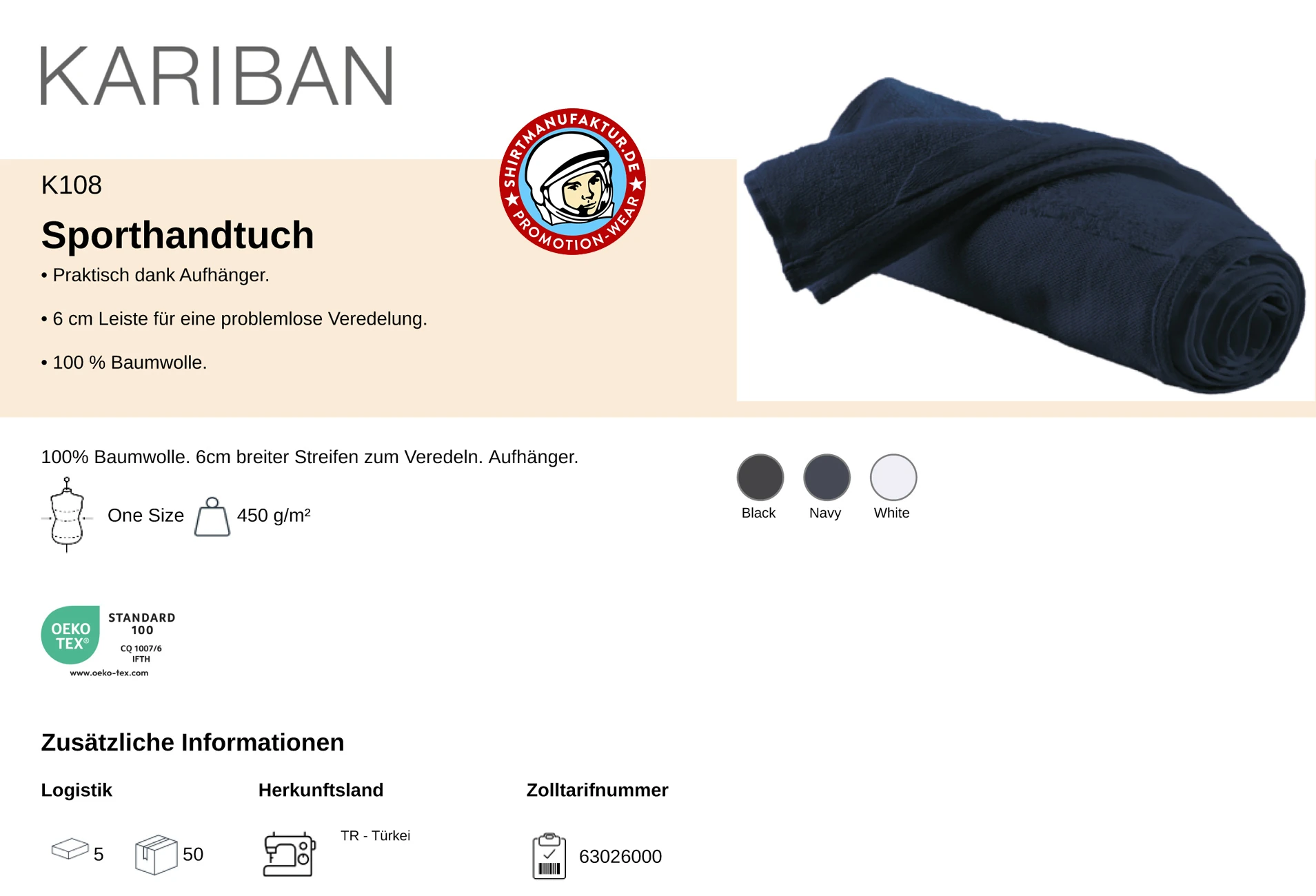 Kariban Sporthandtuch