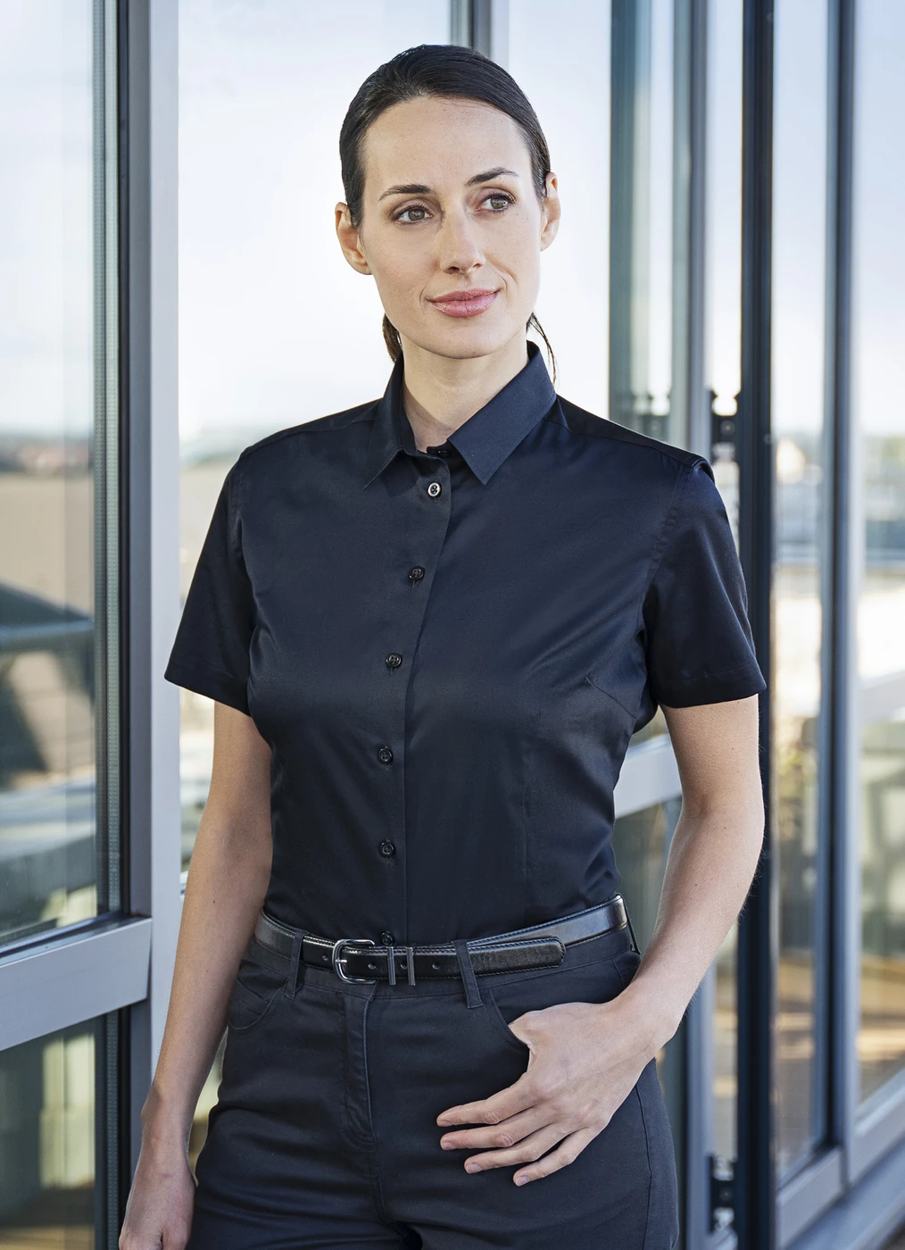 Karlowsky Kurzarm Damenbluse Active-Stretch Slim-Fit