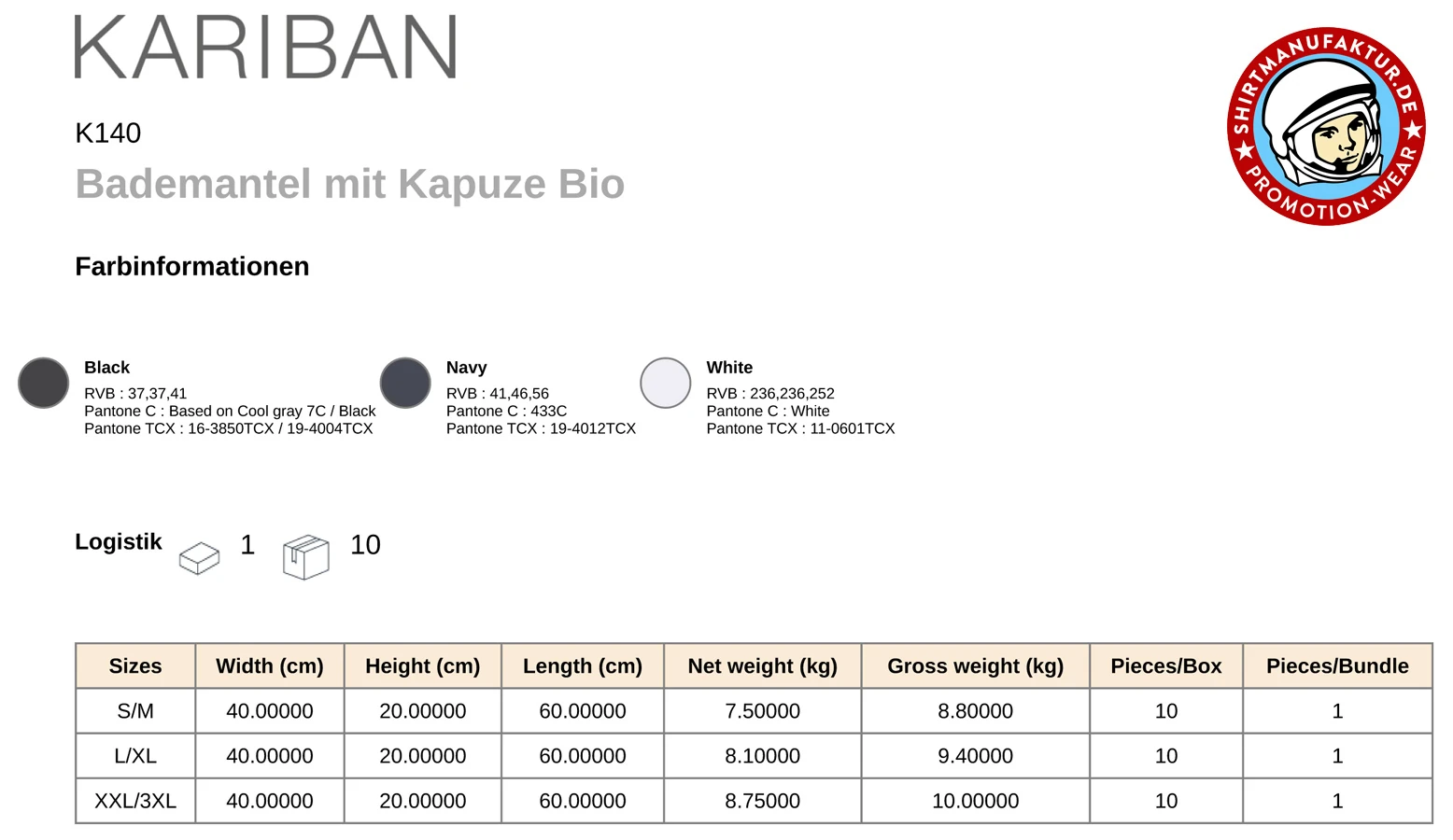 Kariban Bademantel mit Kapuze