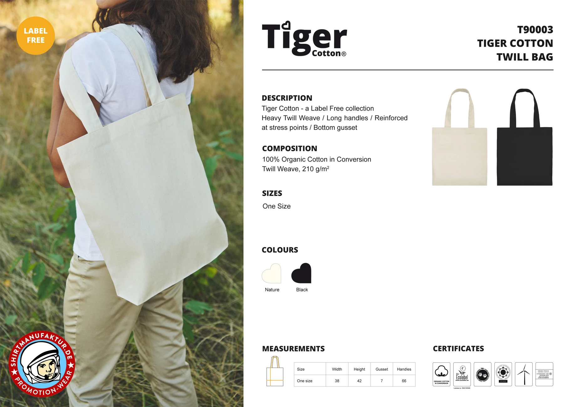 Neutral Tiger Cotton Twill Bag