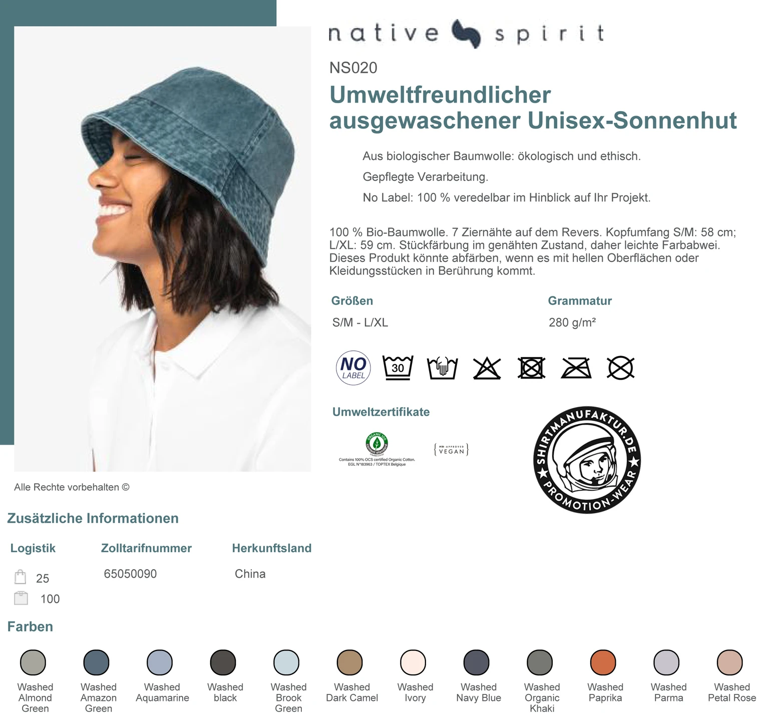 Native Spirit Washed Bucket Hat