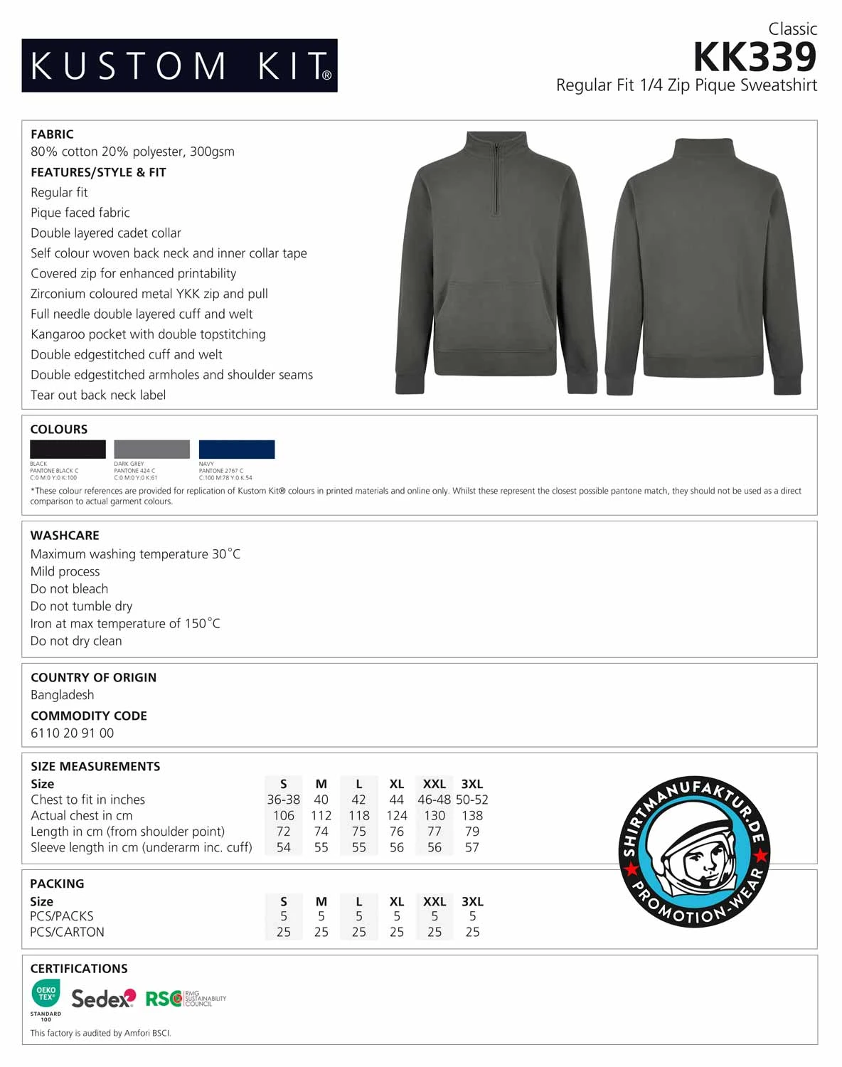 Kustom Kit 1/4 Zip Piqué Sweatshirt
