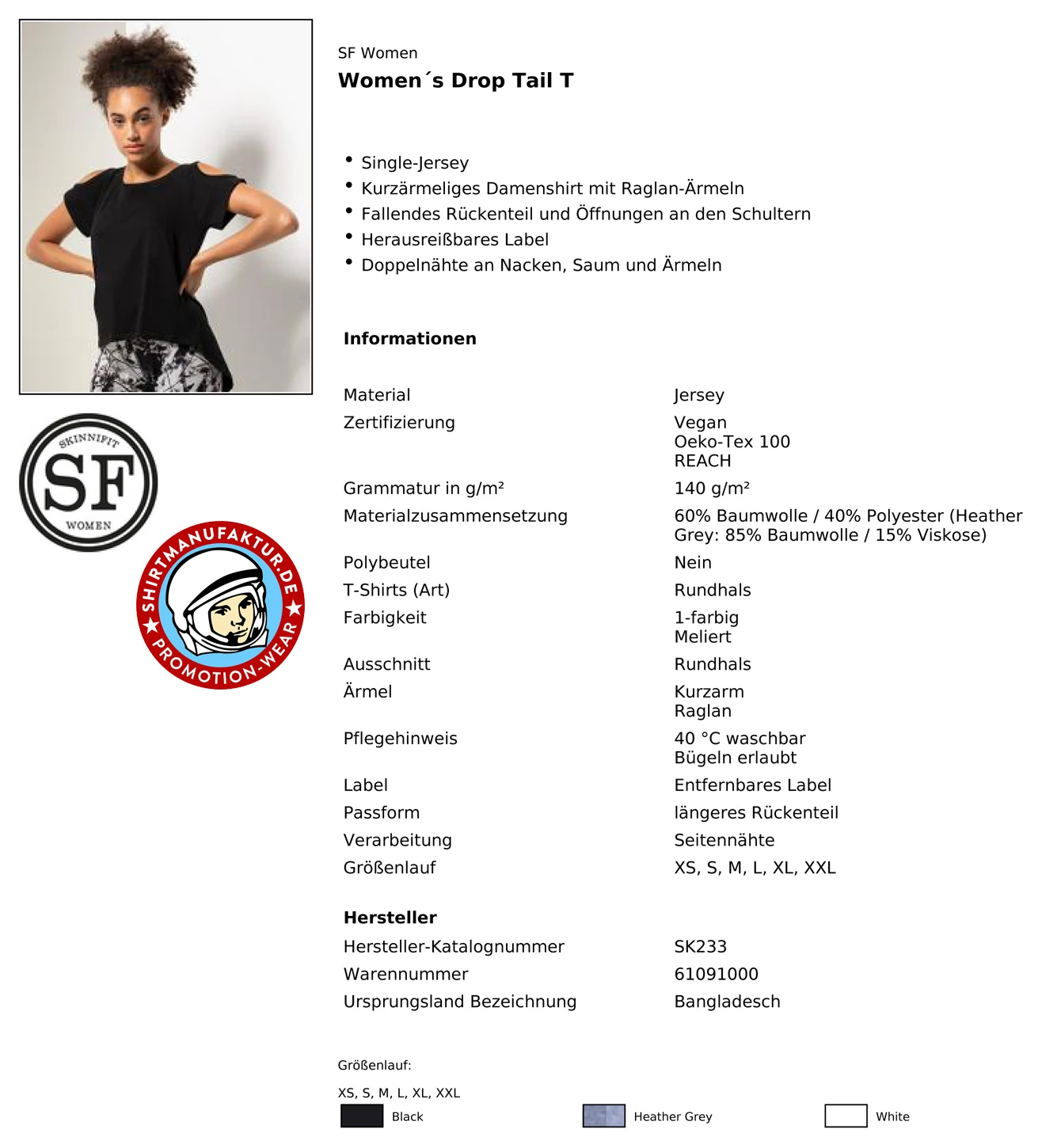 SkinniFit Womens Drop Tail T