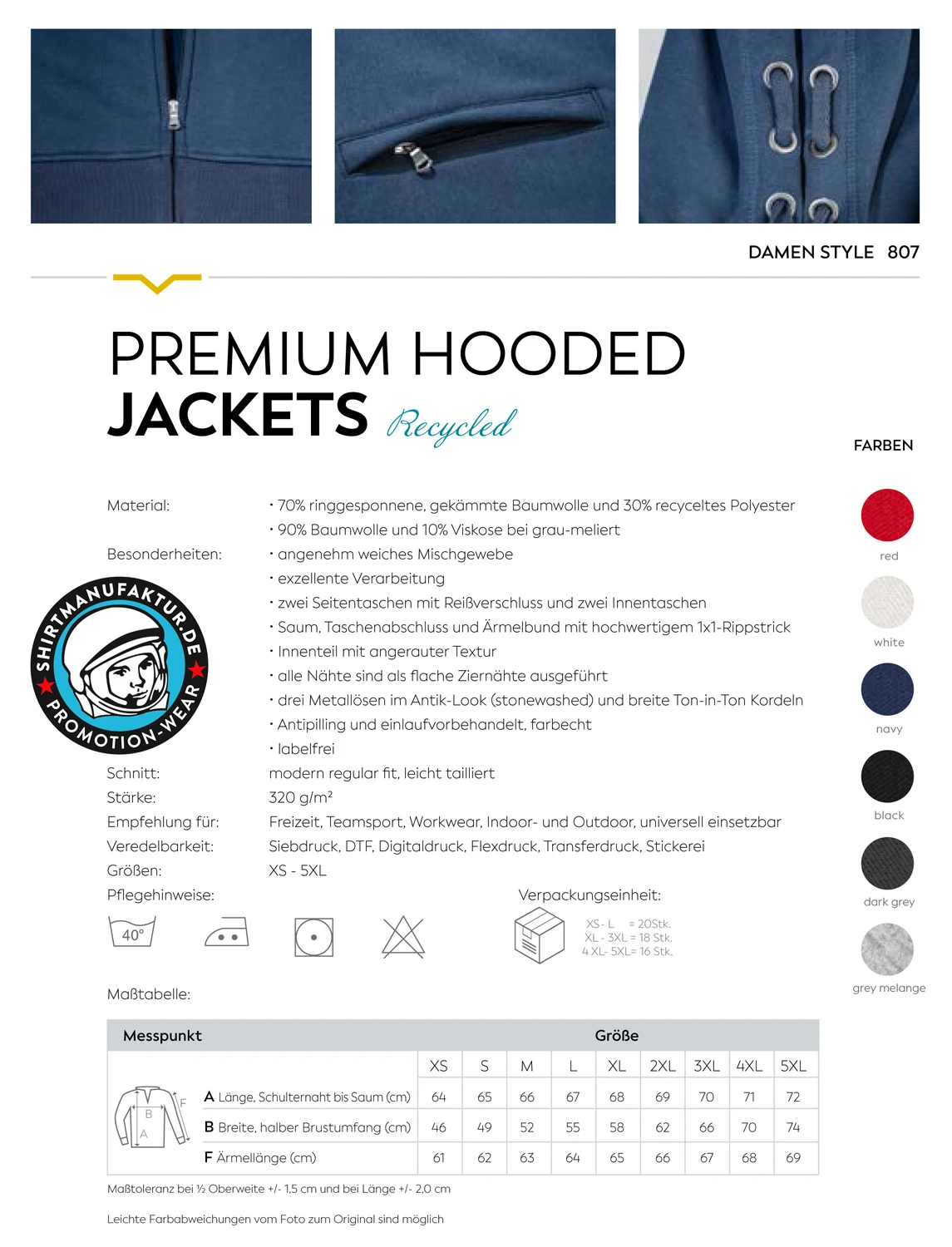 HRM Womens Premium Hooded Jacket