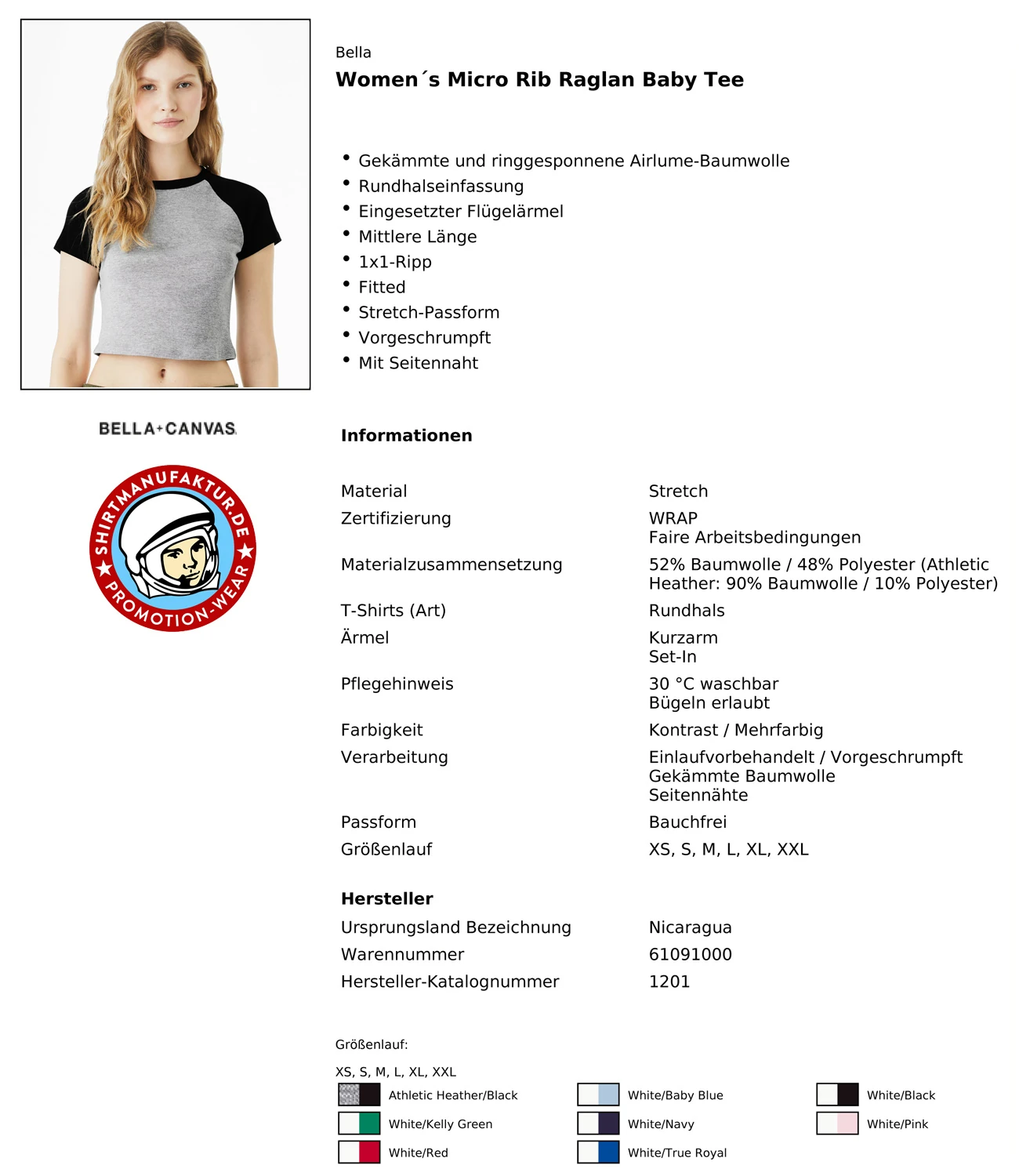 Bella Womens Micro Rib Raglan Baby Tee
