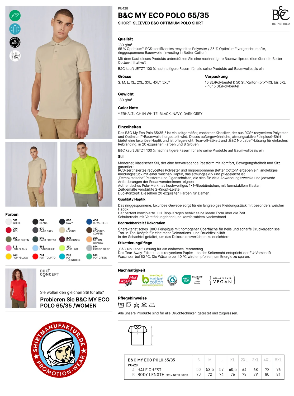 B&C My Eco Polo 65/35