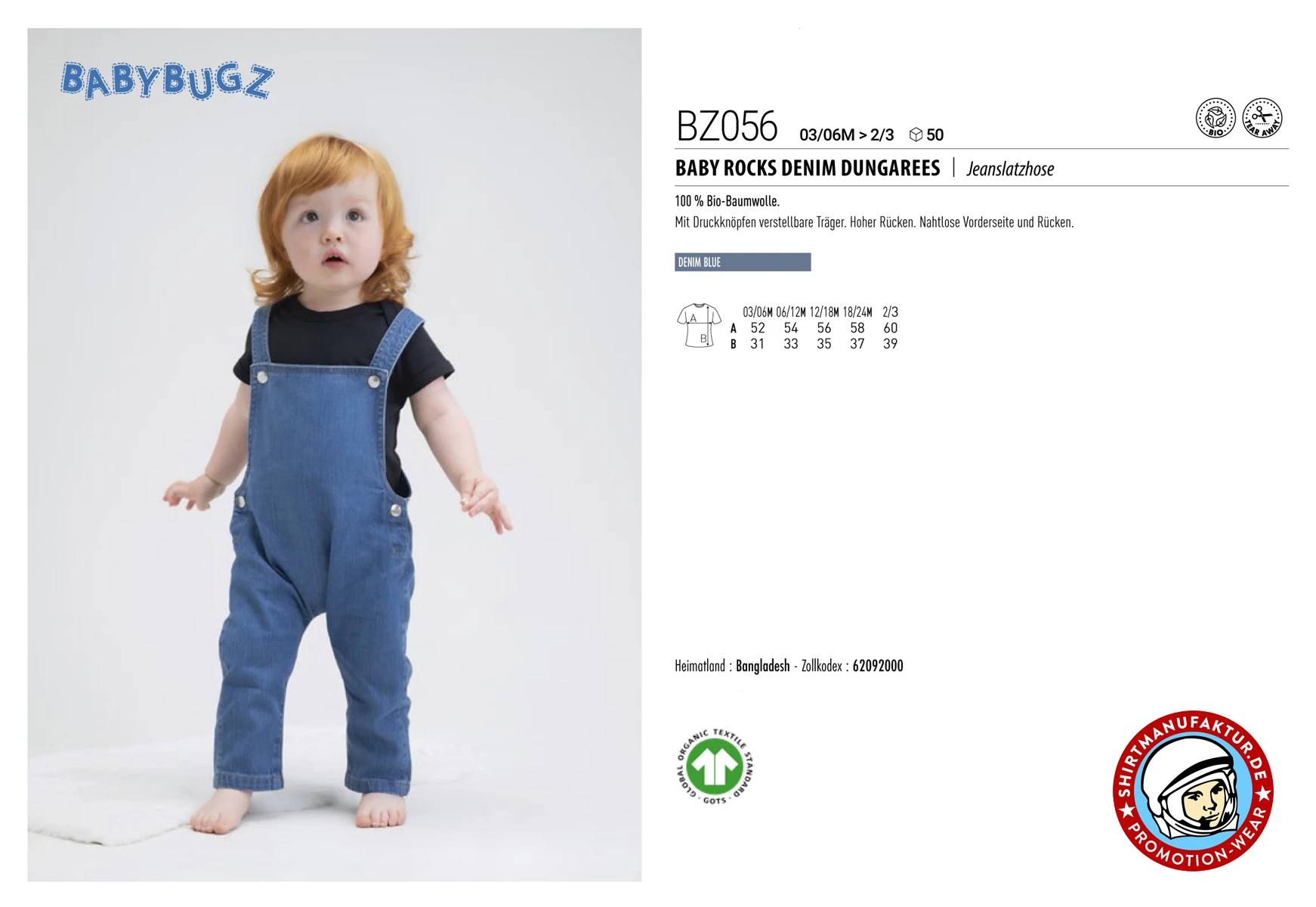 Babybugz Baby Rocks Denim Dungarees
