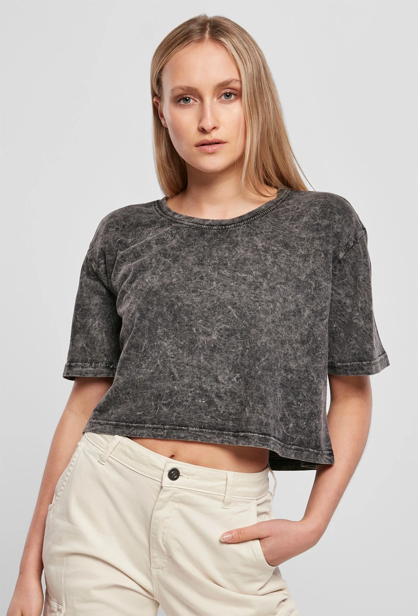 Build Your Brand Ladies Acid Washed Cropped Tee
