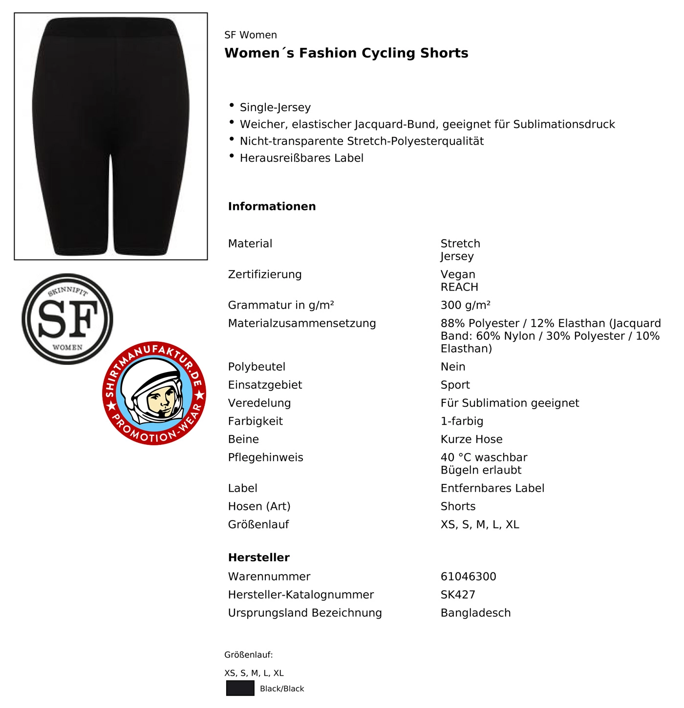 SkinniFit Womens Fashion Cycling Shorts