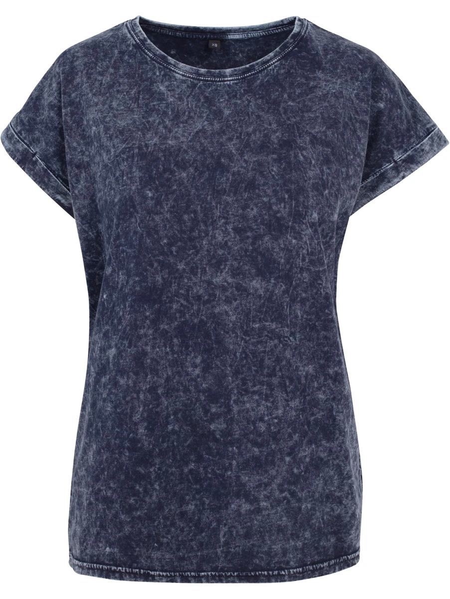Build Your Brand Ladies Acid Washed Extended Shoulder Tee