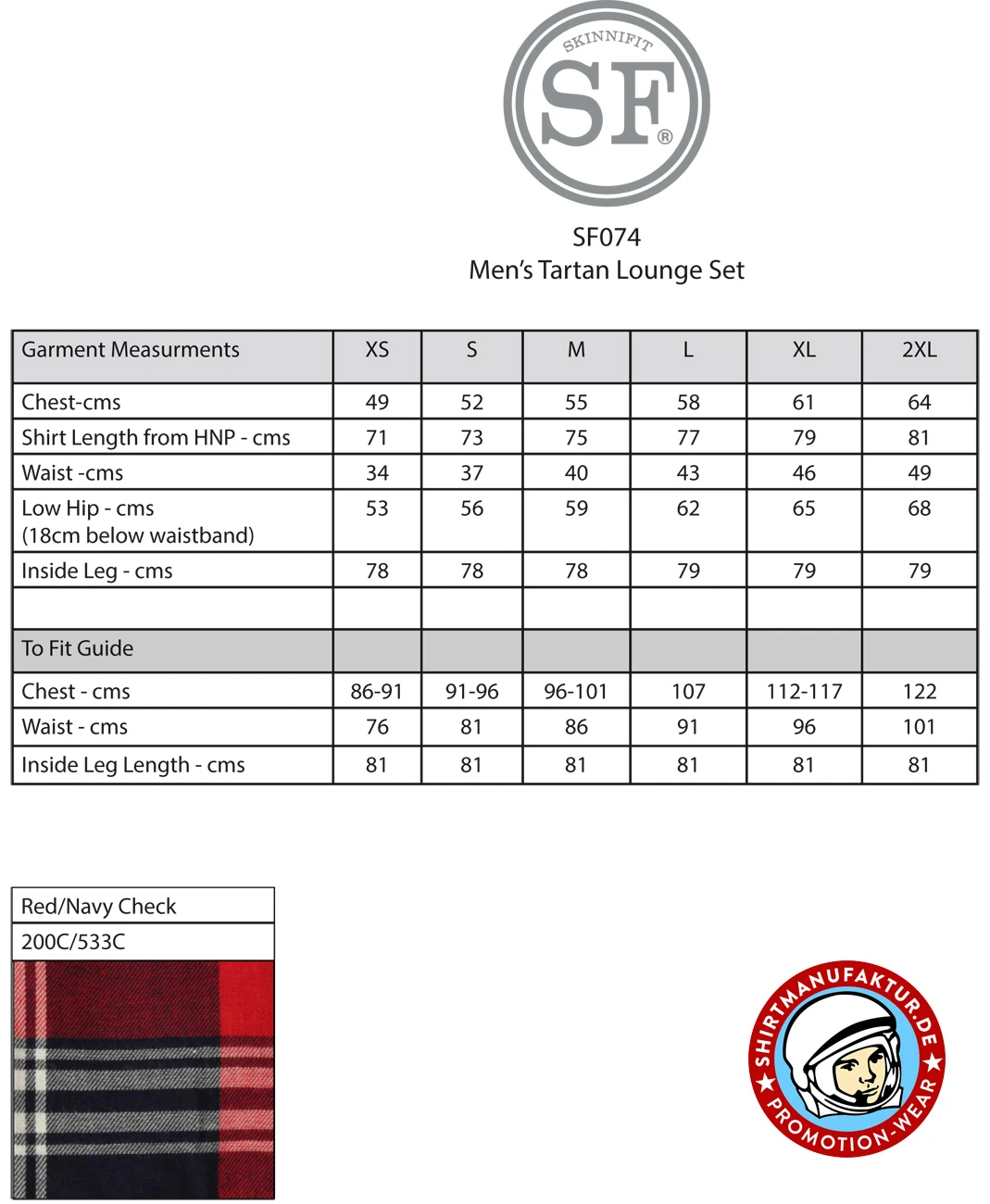 SkinniFit Mens Tartan Lounge Set