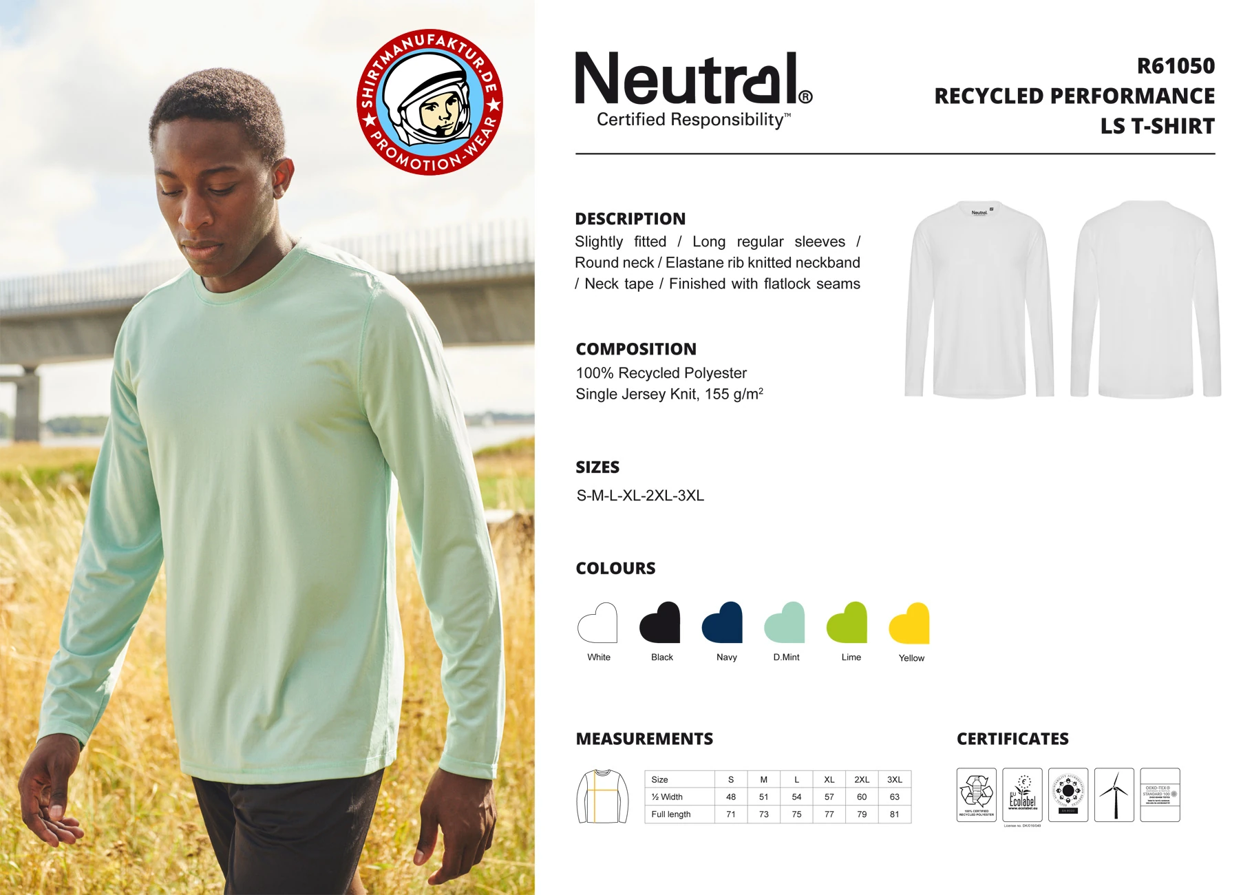 Neutral Recycled Performance Longsleeve T-Shirt
