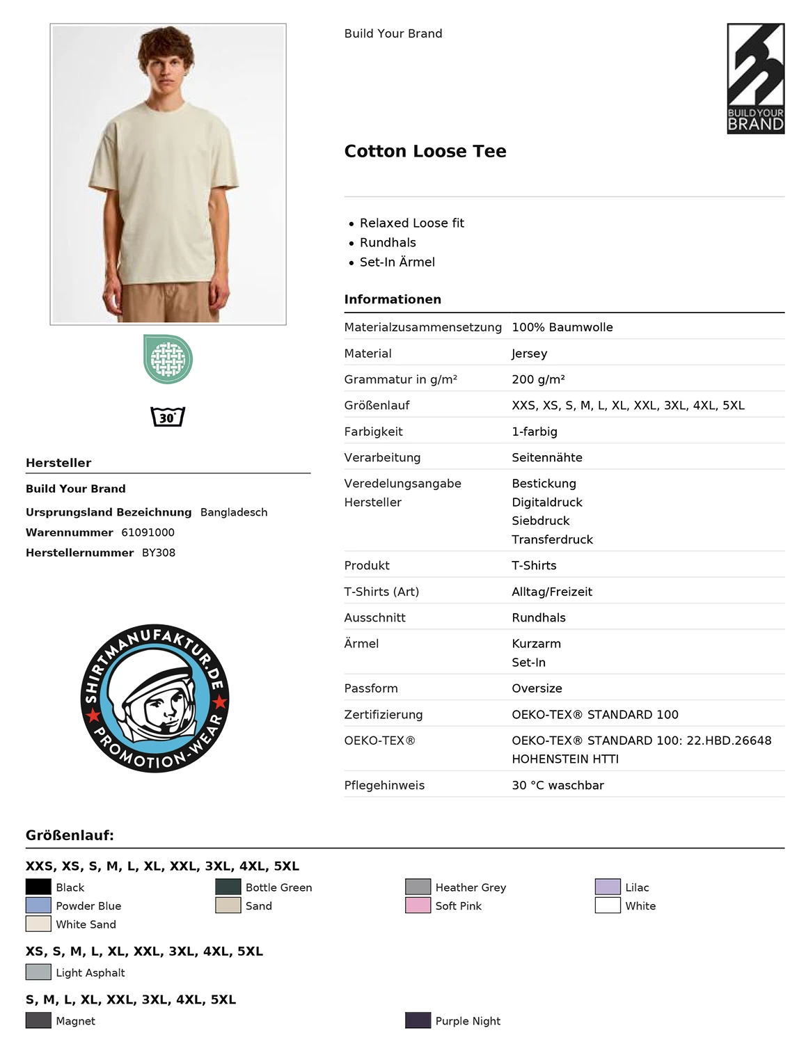 Build Your Brand Cotton Loose Tee Build Your Brand Cotton Loose Tee