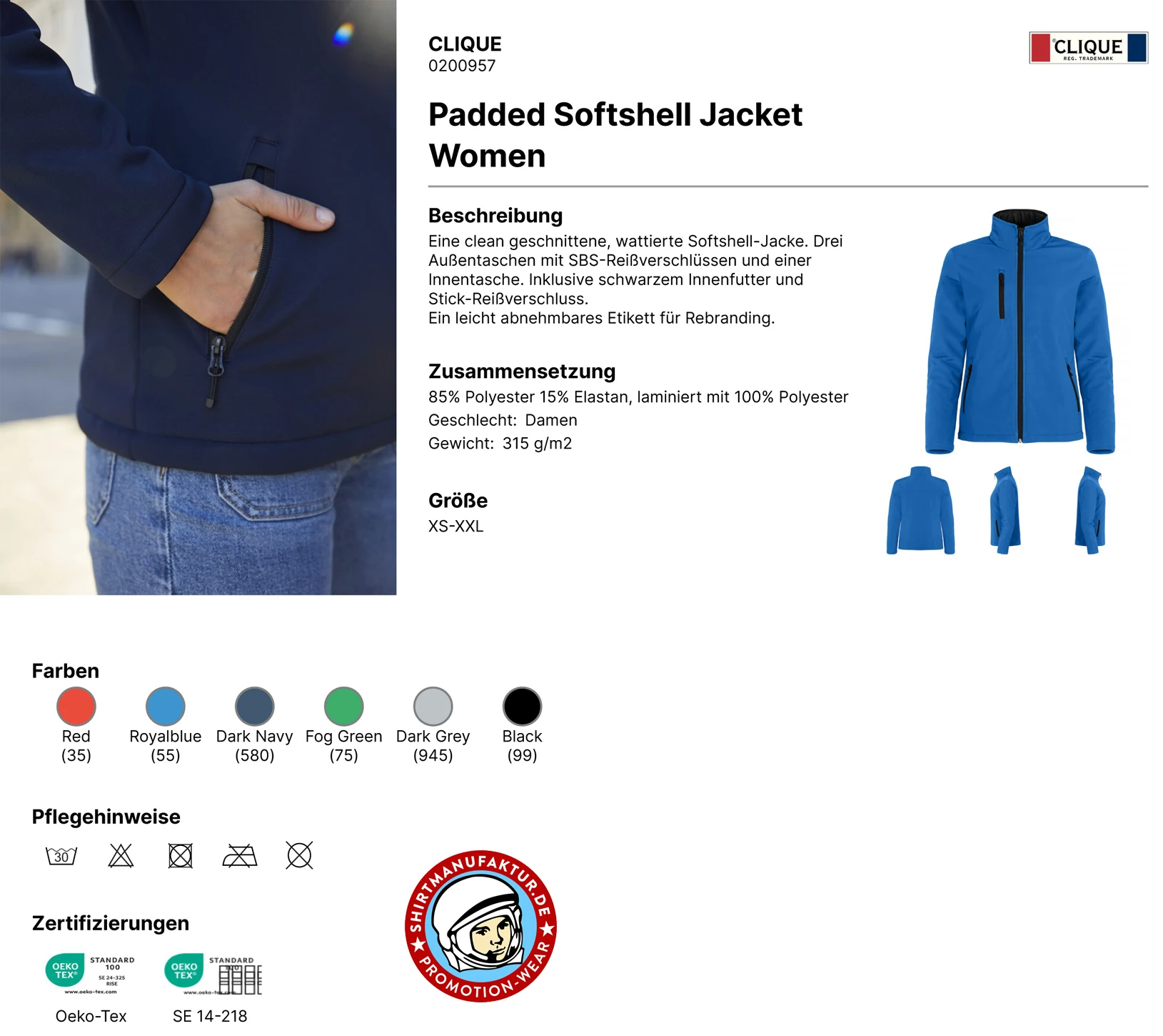 Clique Womens Padded Softshell Jacket
